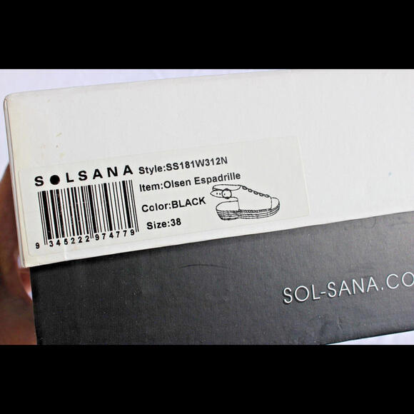 NEW SOL SANA WOMENS OLSEN ESPADRILLE PLATFORM SANDAL BLACK SUEDE EU 39 / US 8 - Picture 7 of 7